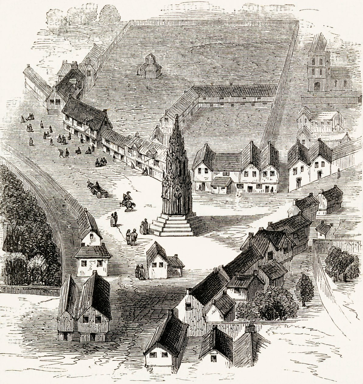 Charing Cross, Londres, au XVIe siècle, vers 1865 - English School