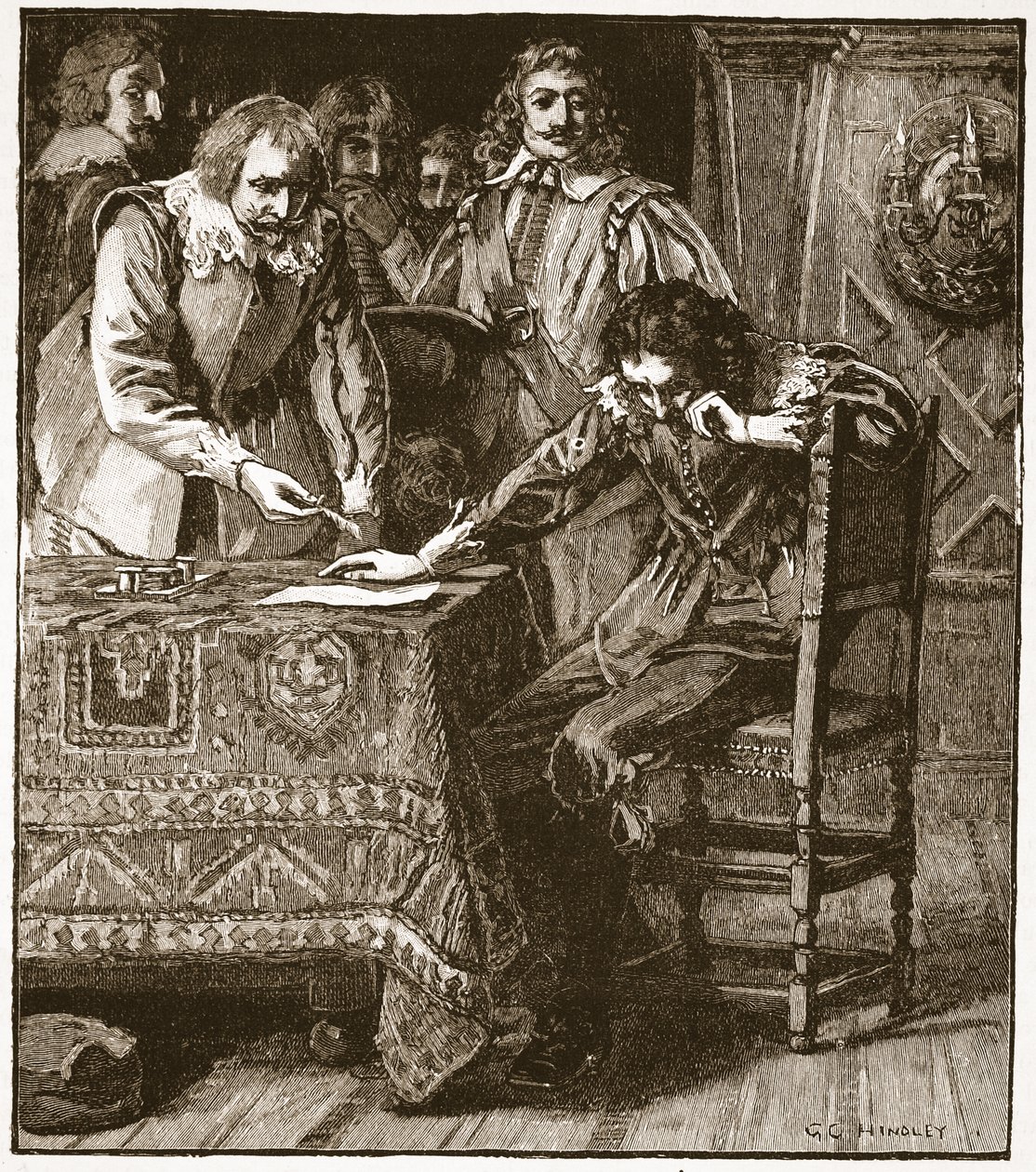 Charles signant la Commission d