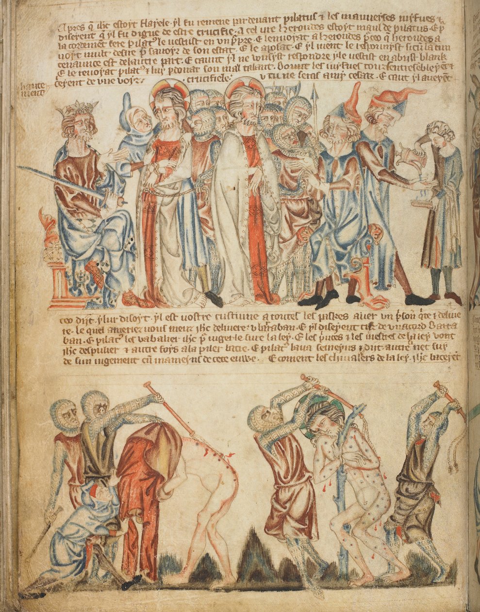 Le Christ devant Hérode et devant Pilate; Hérode se lave les mains; la flagellation du Christ - English School