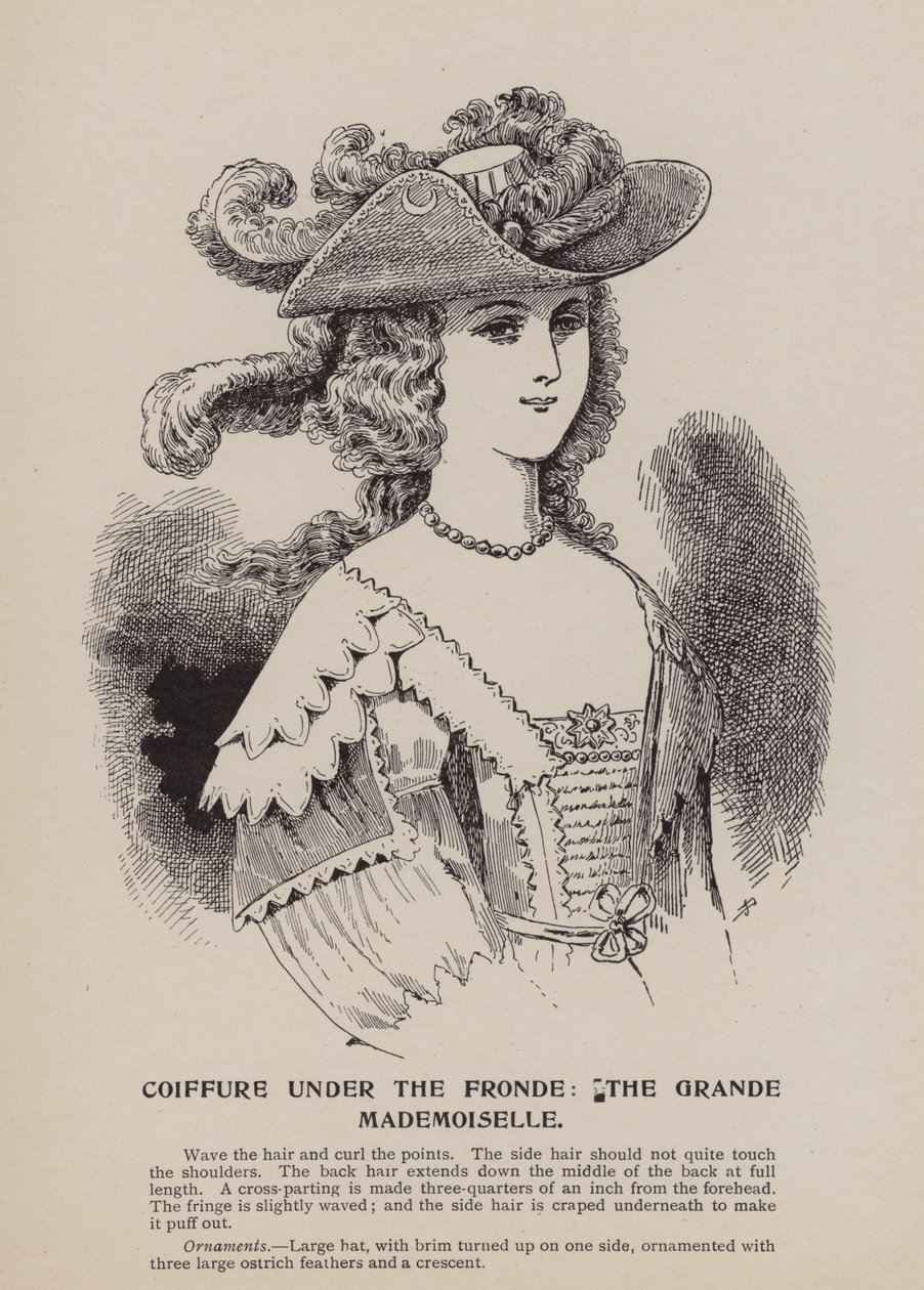 Coiffure sous la Fronde, la Grande Mademoiselle (gravure) - English School