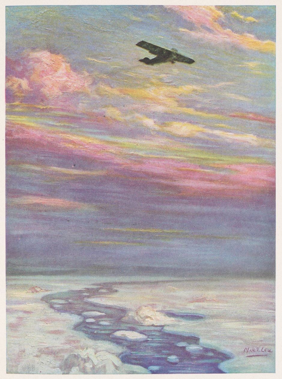 Le commandant Richard E. Byrd survolant le pôle Nord dans son monoplan - English School