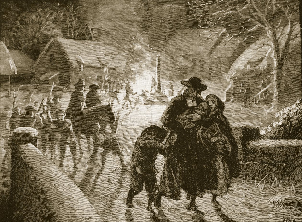 Covenanters expulsant un clergyman épiscopalien (illustration de Cassells Illustrated History of England) - English School