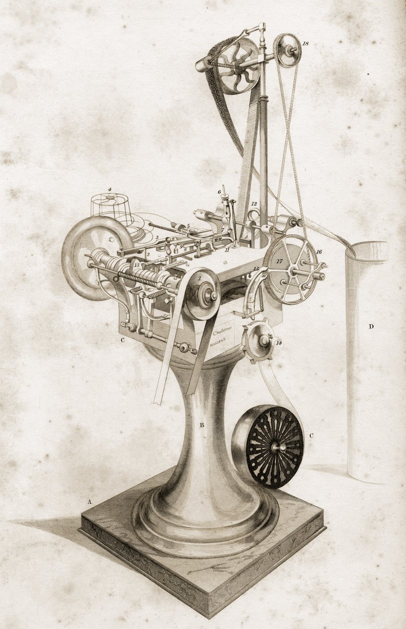 Machine à carder Crabtree, exposée à la Grande Exposition de 1851 - English School