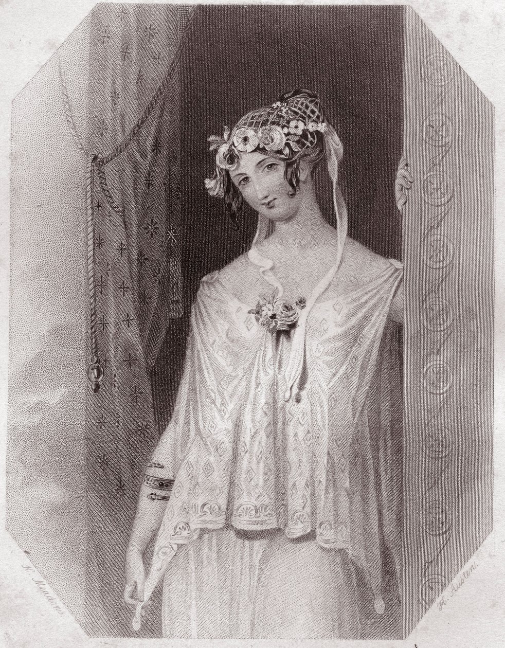 Cressida (Troïlus et Cressida) dans - « Galerie des femmes de Shakespeare, collection de quarante-cinq portraits sérieux par les premiers artistes de Londres, enrichie de notices critiques et littéraires » vers 1838 - de « Galerie des femmes de Shakespeare - English School