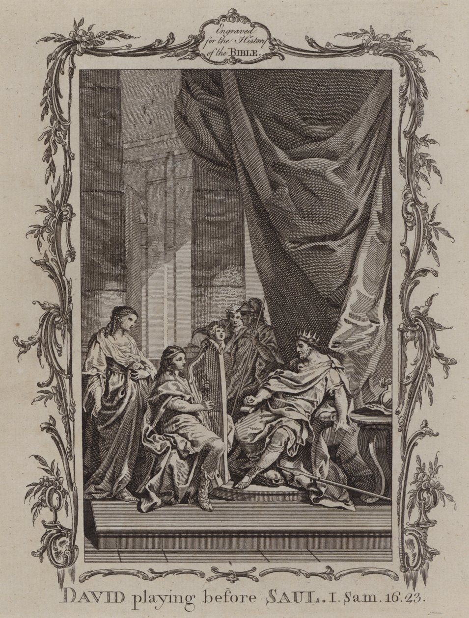 David jouant devant Saül (gravure) - English School