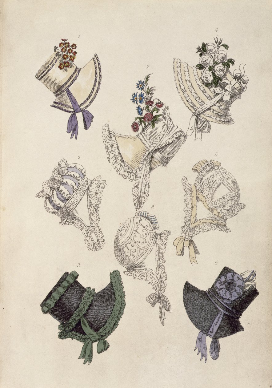 Bonnets de jour, planche de mode de Ackermann