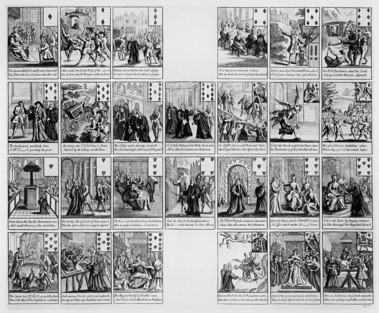 Jeu de cartes avec des scènes du règne de la reine Anne, 1704 - English School