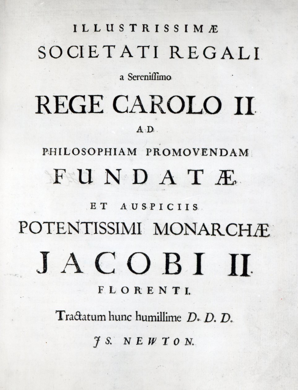 Dédicace à la Royal Society de la première édition des Principia Mathematica de Newton, 1687 - English School