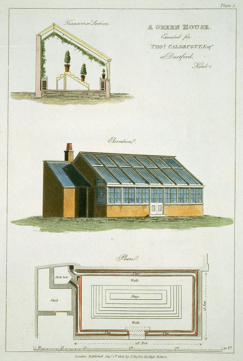 Conception pour une serre, exécutée pour Thomas Caldecott à Dartford, Kent, 1806 - English School