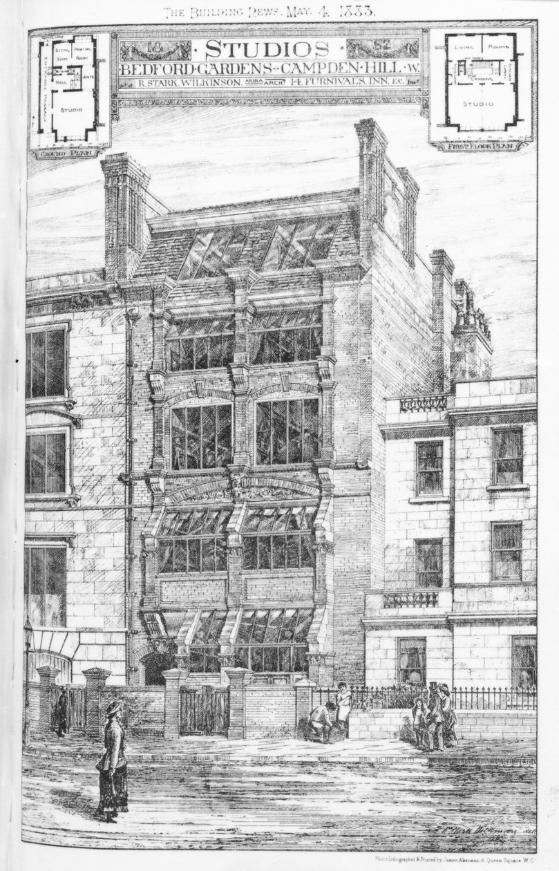 Conception pour les studios à Bedford Gardens, Campden Hill, Londres, de 