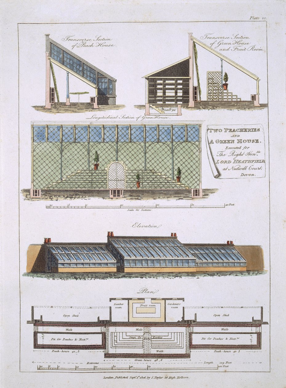 Conception pour deux pêcheries et une serre, 1806 - English School