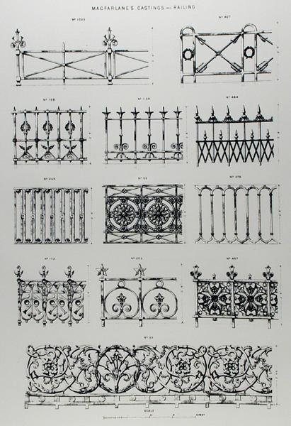 Conceptions de balustrades en fonte, de 
