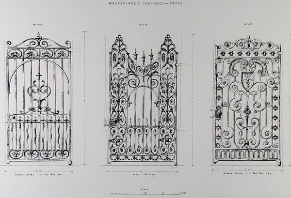 Conceptions pour des balustrades en fonte, de 