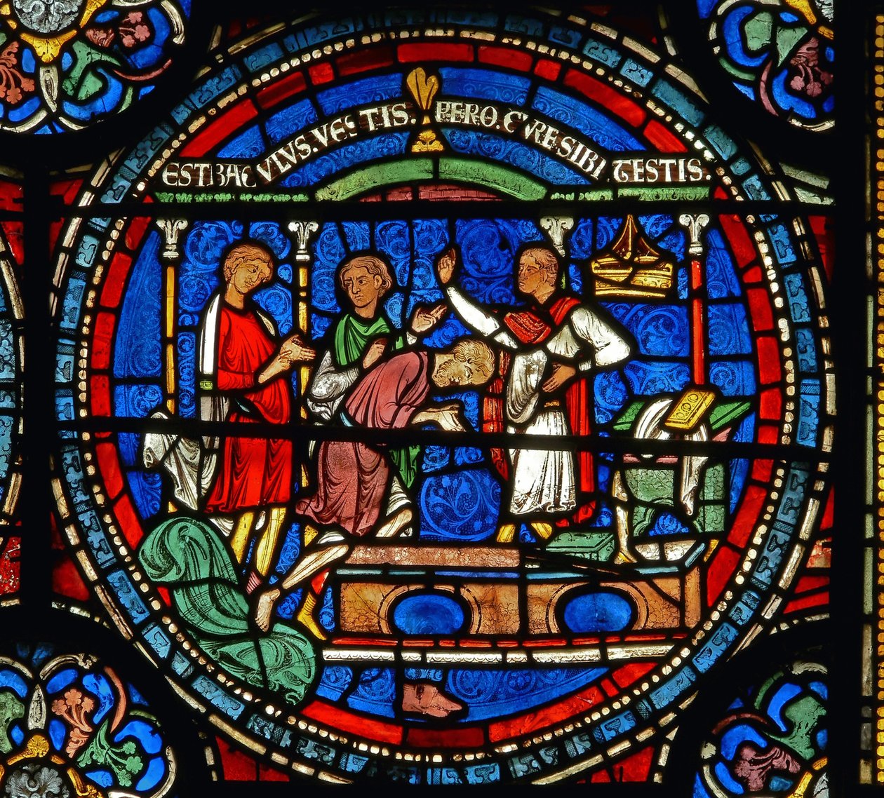 (détail) de la fenêtre du Miracle : Robert de Cricklade - English School