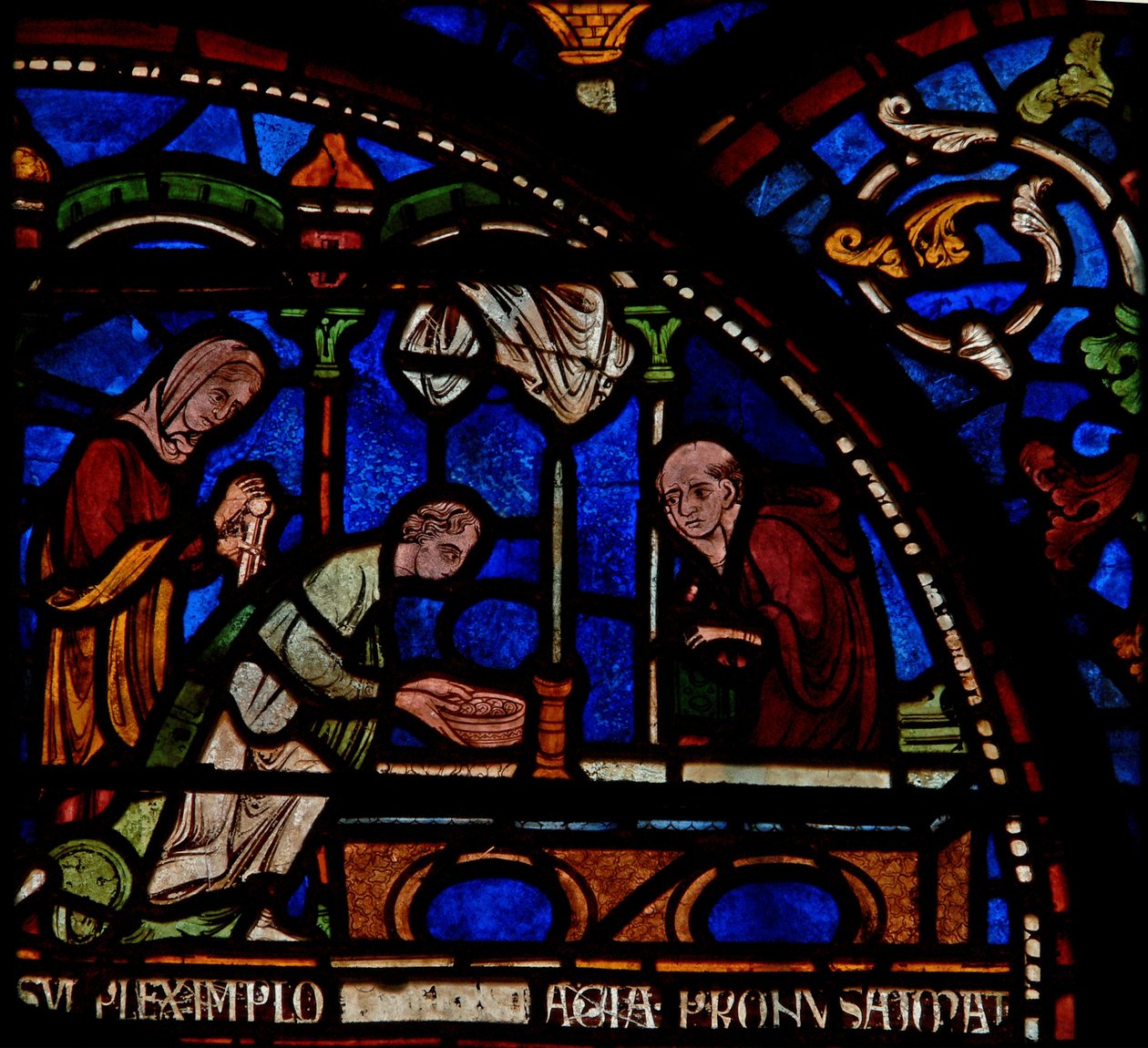 Détail de la fenêtre des Miracles représentant la guérison d