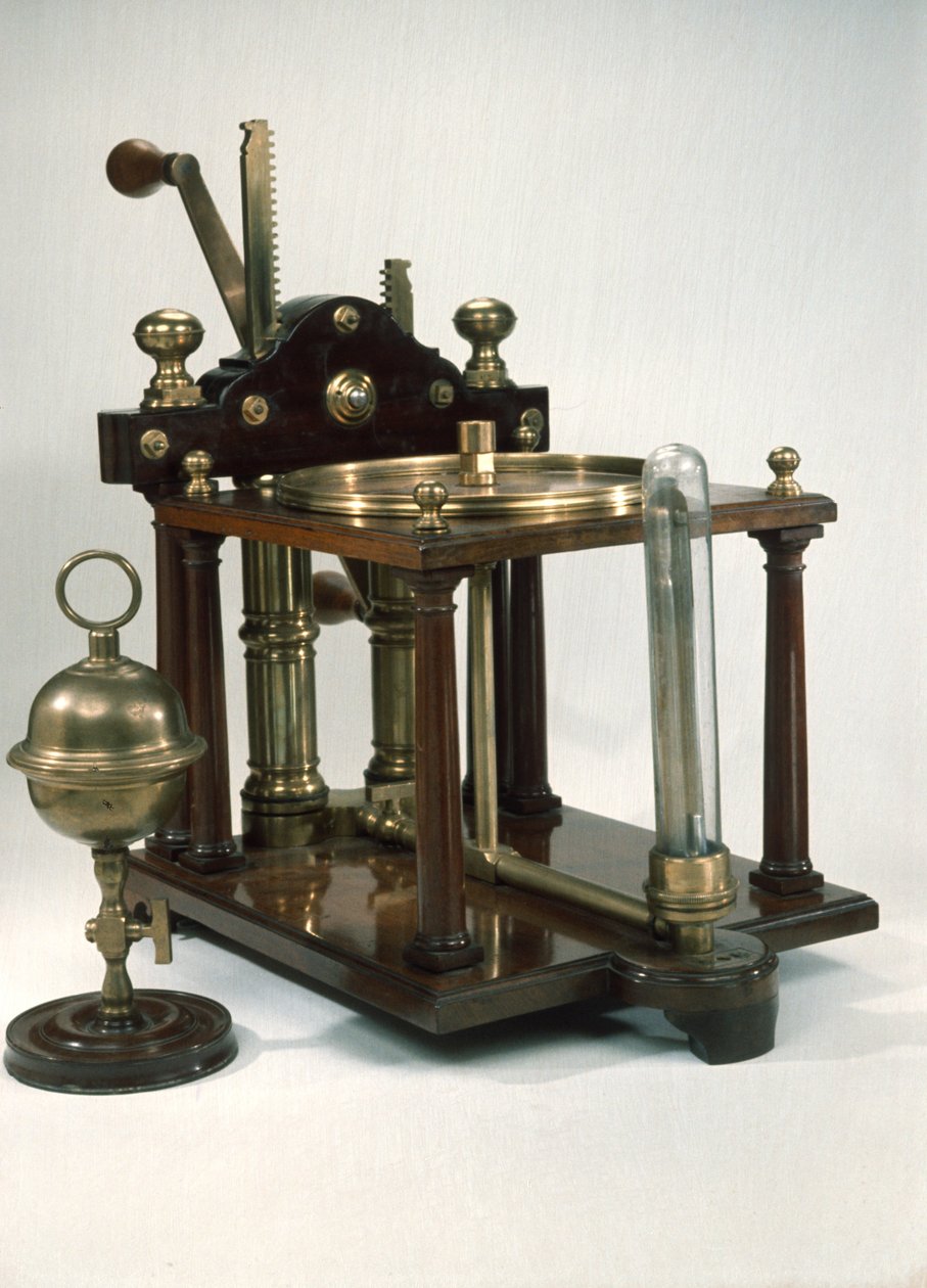 Pompe à air à double barillet avec hémisphères de Magdebourg, vers 1800 - English School
