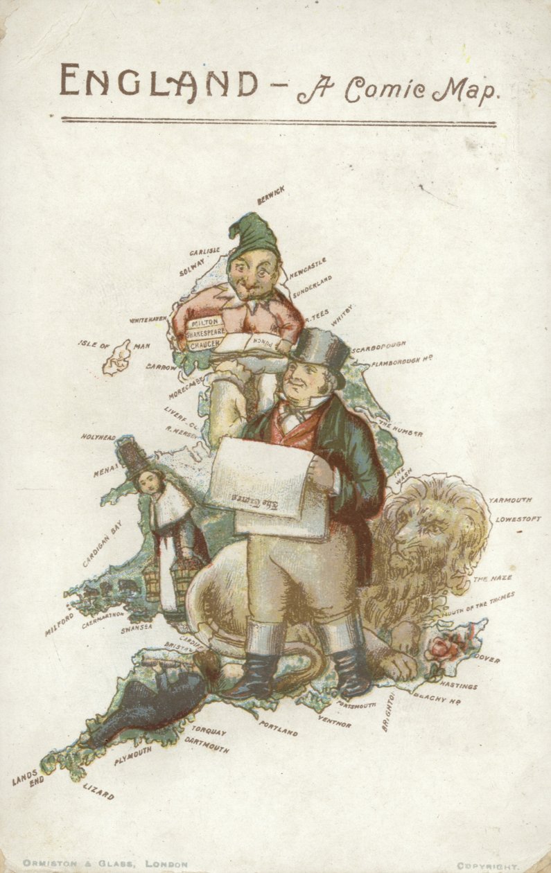 Angleterre - Une carte humoristique (lithographie couleur) - English School