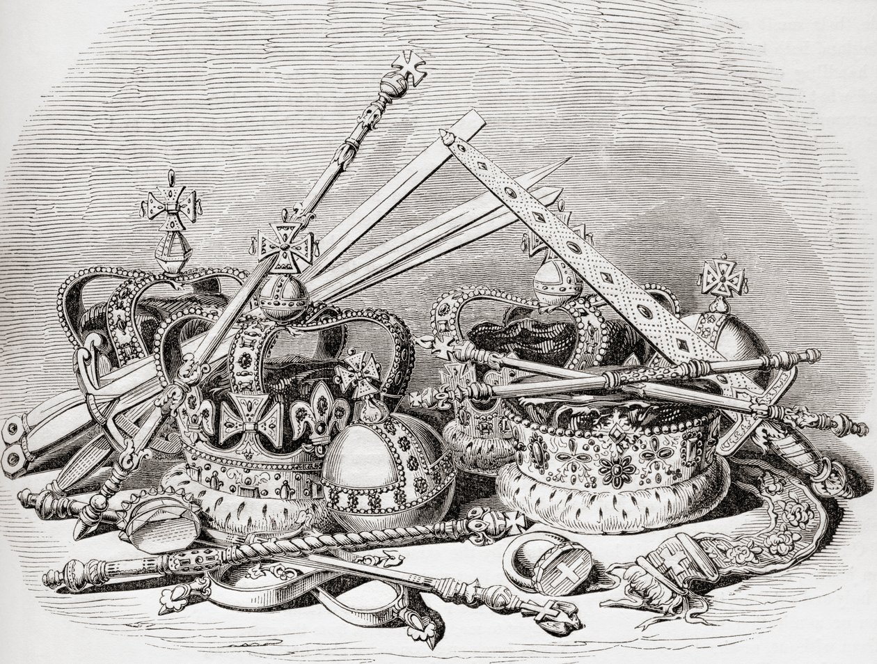 Regalia anglaise, de Old England: A Pictorial Museum, pub. 1847 - English School