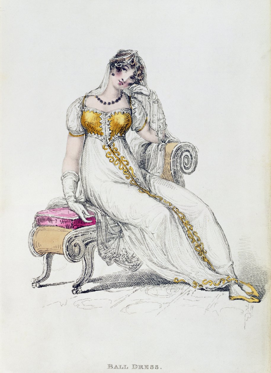 Robe de soirée ou robe de mariage, planche de mode de Ackermann