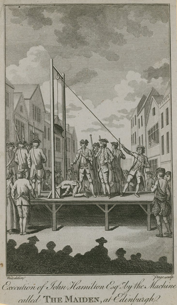 Exécution de John Hamilton Esq par la machine appelée The Maiden (gravure) - English School