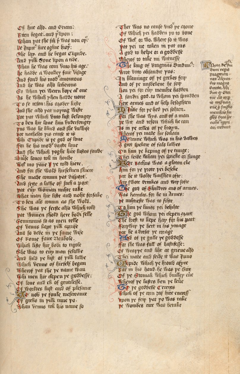 F98r de Ms New Coll 266, De confessio amantis par John Gower - English School