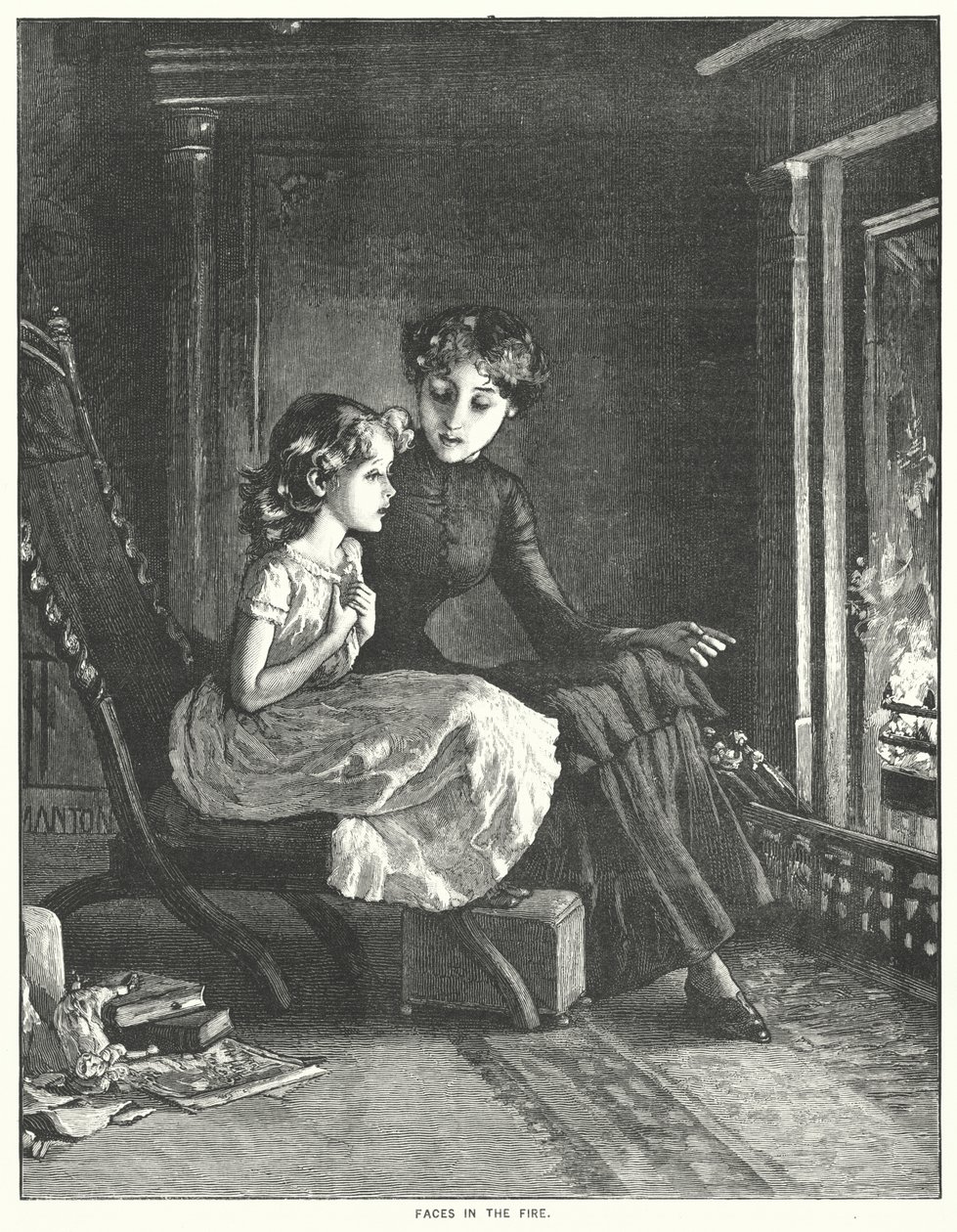 Visages dans le feu (gravure) - English School