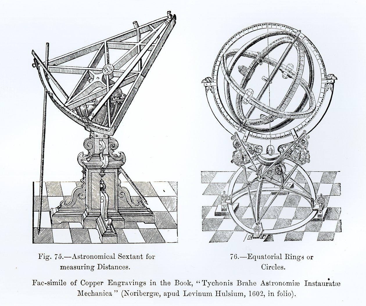 Fac-similé de gravures sur cuivre de Tychonis Brahe Astronomiae Instauratae Mechanica, 1602 - English School