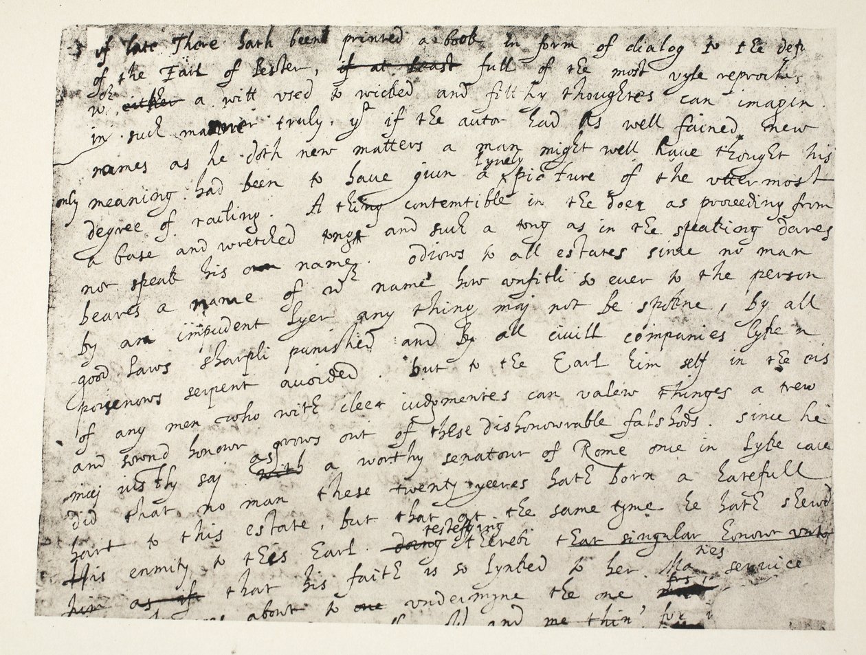 Première demi-page de la défense de Sir Philip Sidney du comte de Leicester - English School