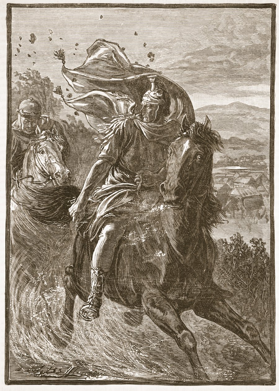 La fuite de Pompée du champ de bataille de Pharsale - English School