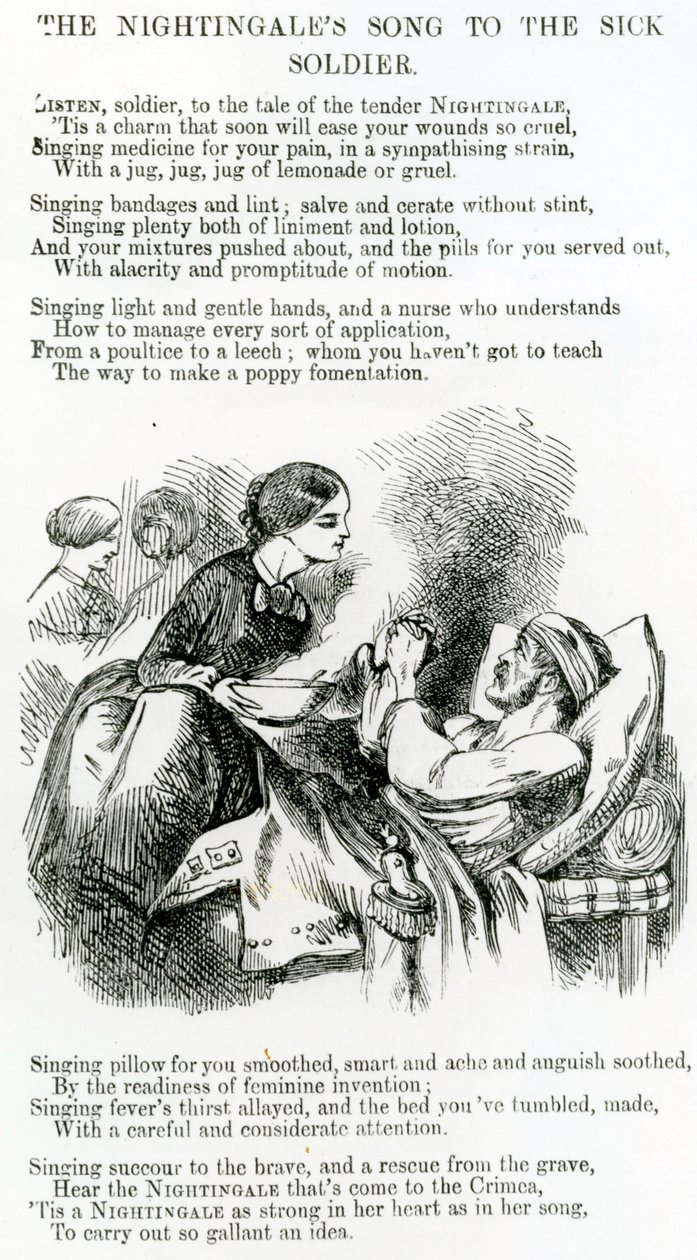 Florence Nightingale soignant un soldat malade en Crimée - English School