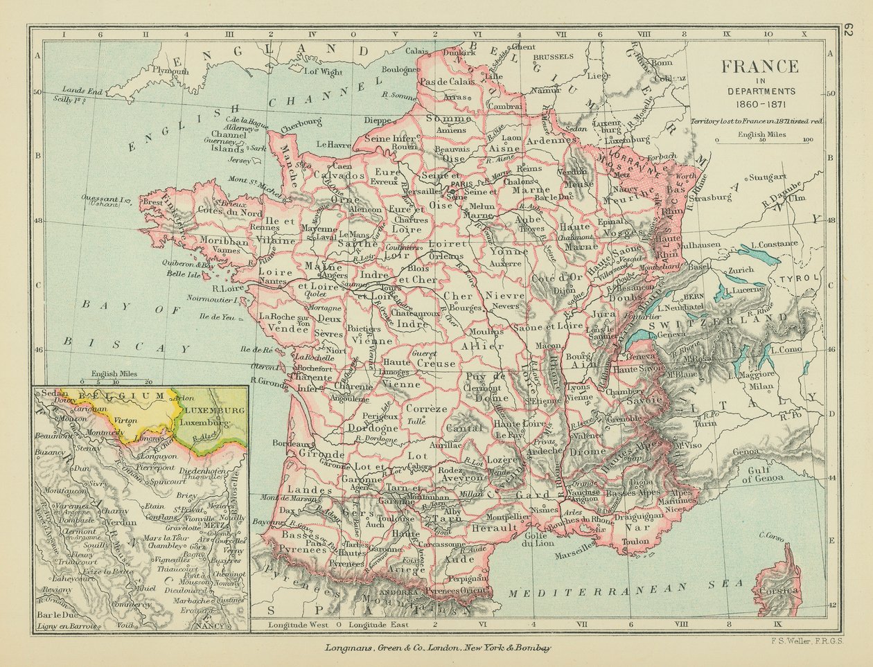 La France dans les départements (lithographie couleur) - English School