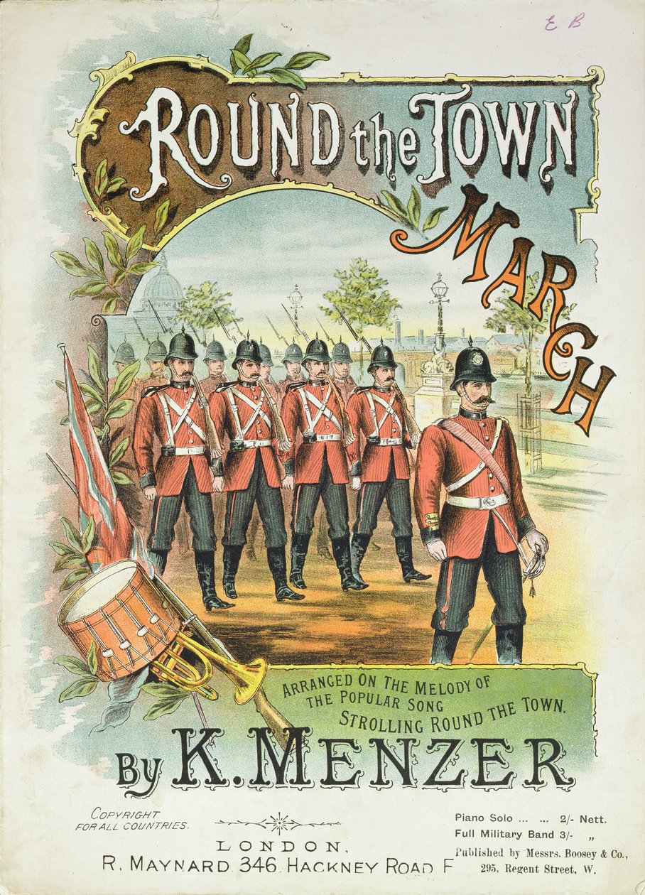 Couverture de la partition musicale pour Round the Town March, par K. Menzer - English School