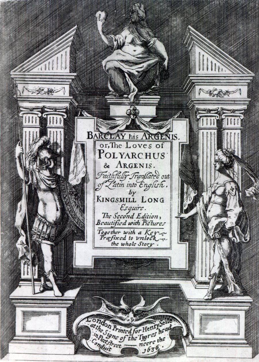 Frontispice pour Argenis par John Barclay, deuxième édition anglaise, 1636 - English School
