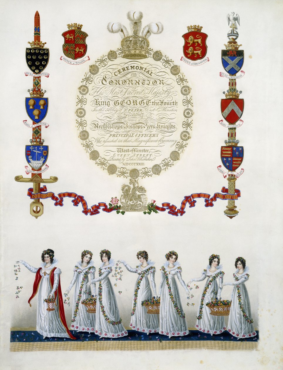 Frontispice, de "Cérémonial du couronnement de Sa Très Sacrée Majesté le Roi George IV", par John Whittaker, 1823 - English School