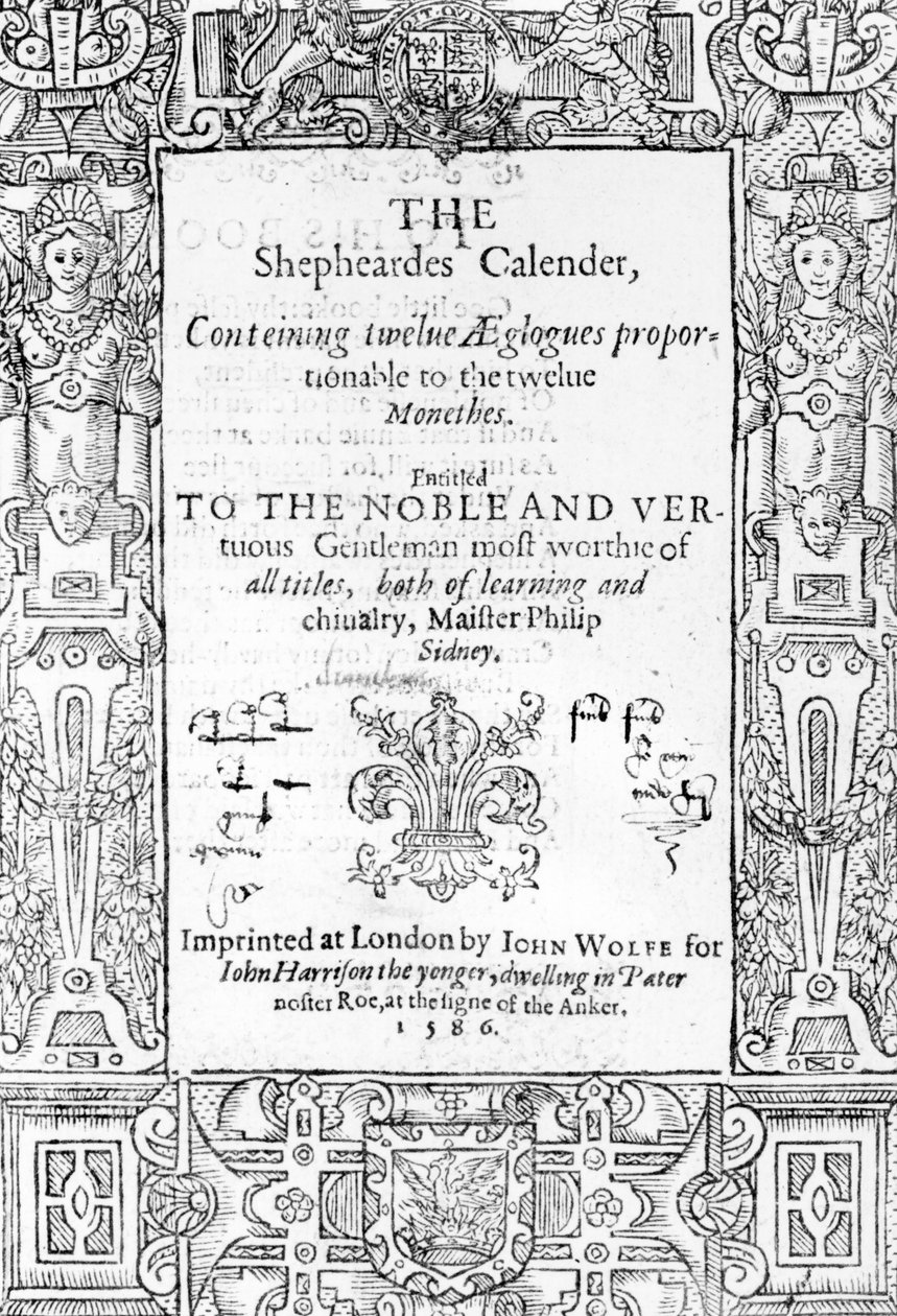 Frontispice de The Shepheardes Calender par Esmond Spenser, publié en 1586 - English School