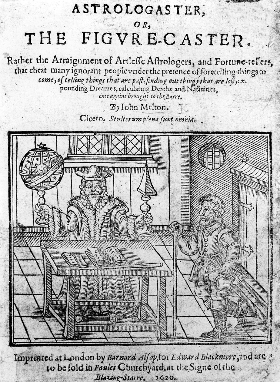 Frontispice de Astrologaster, ou le Figure-Caster par John Melton, publié en 1620 - English School