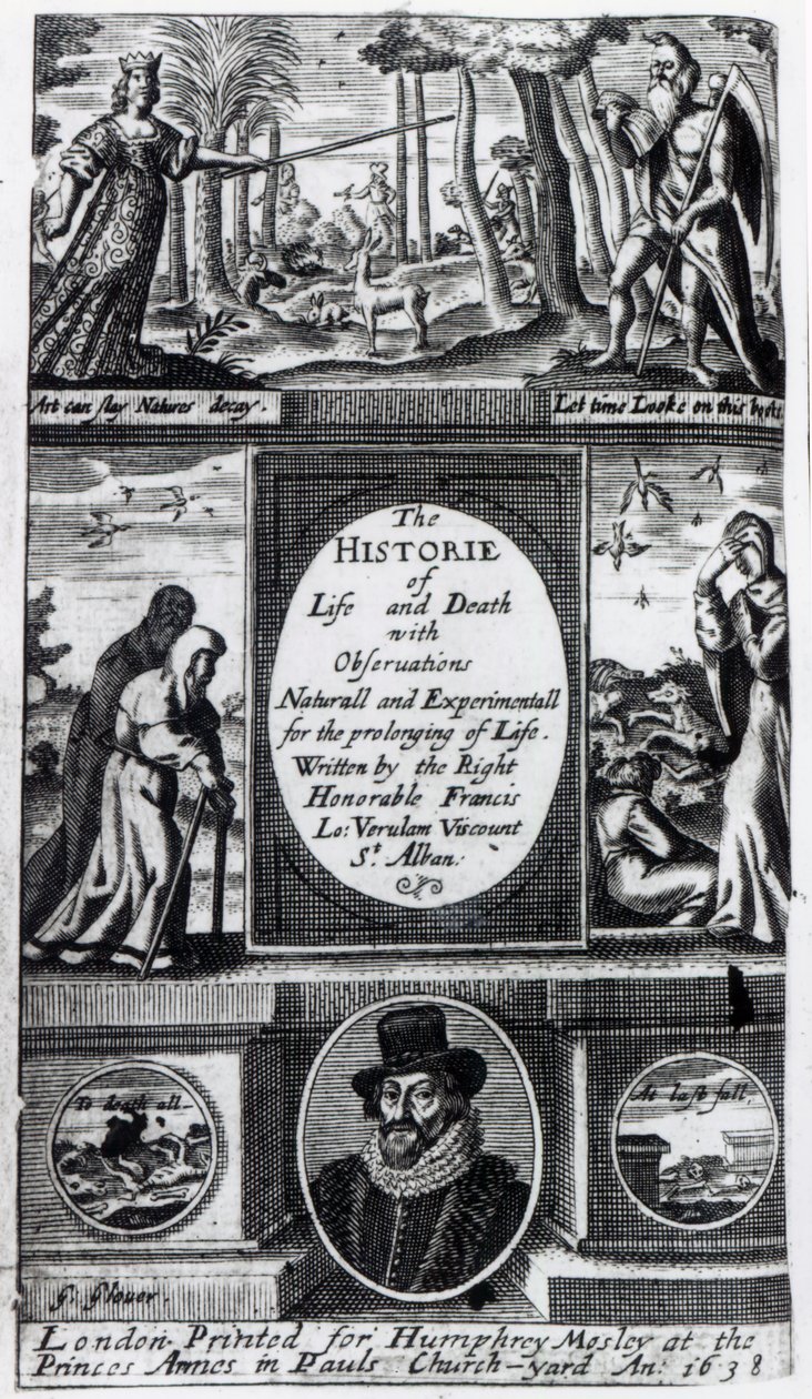 Frontispice de The History of Life and Death de Francis Bacon, publié en 1638 - English School