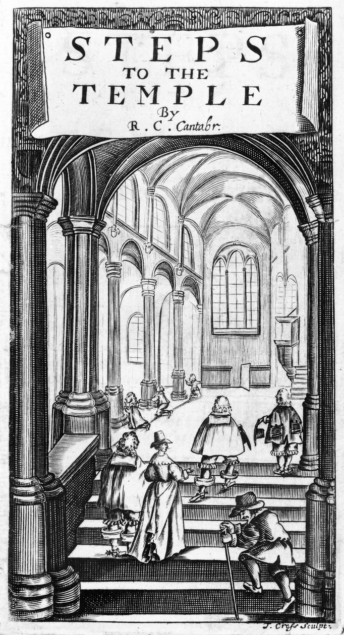 Frontispice de Steps to the Temple par Richard Crashaw, gravé par J. Cross, 1648 - English School