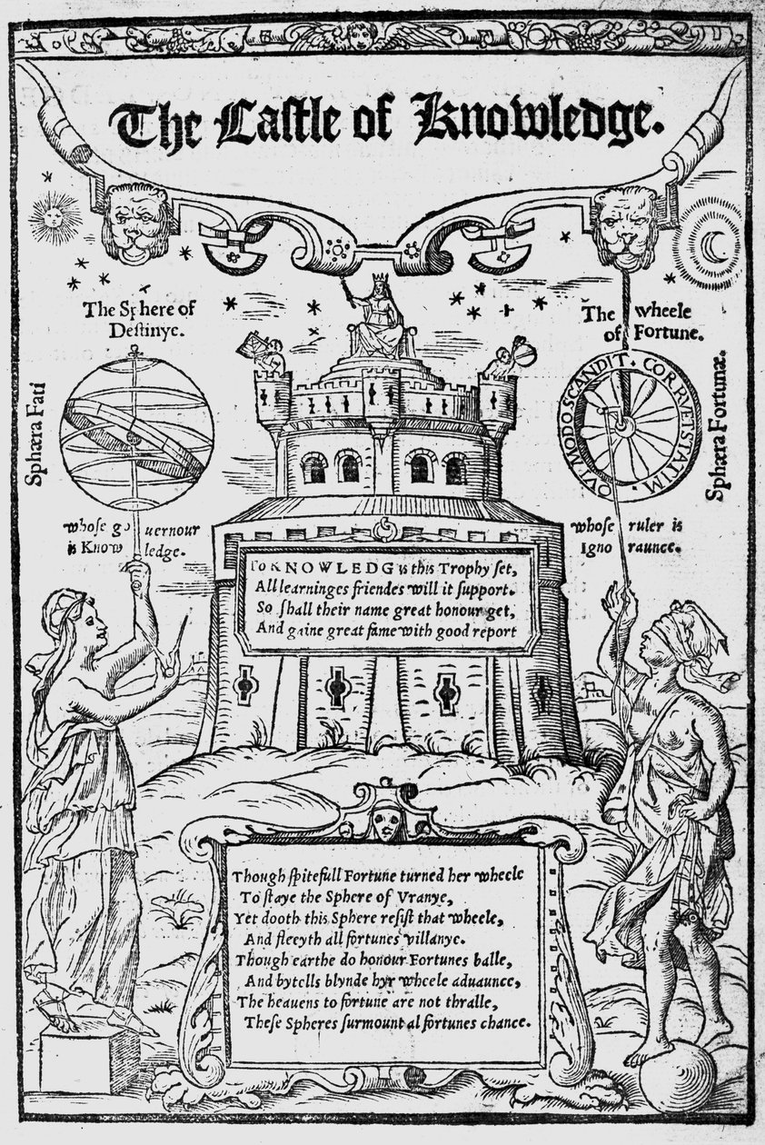 Frontispice du Château de la connaissance par Robert Recorde, 1556 - English School