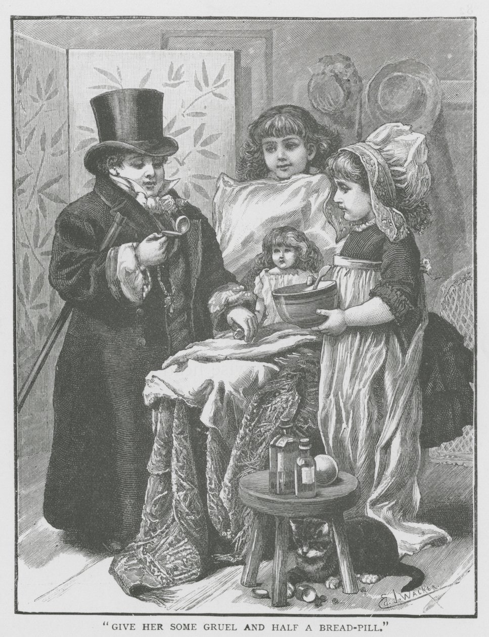 "Donnez-lui du gruau et une demi-pilule de pain (gravure) - English School
