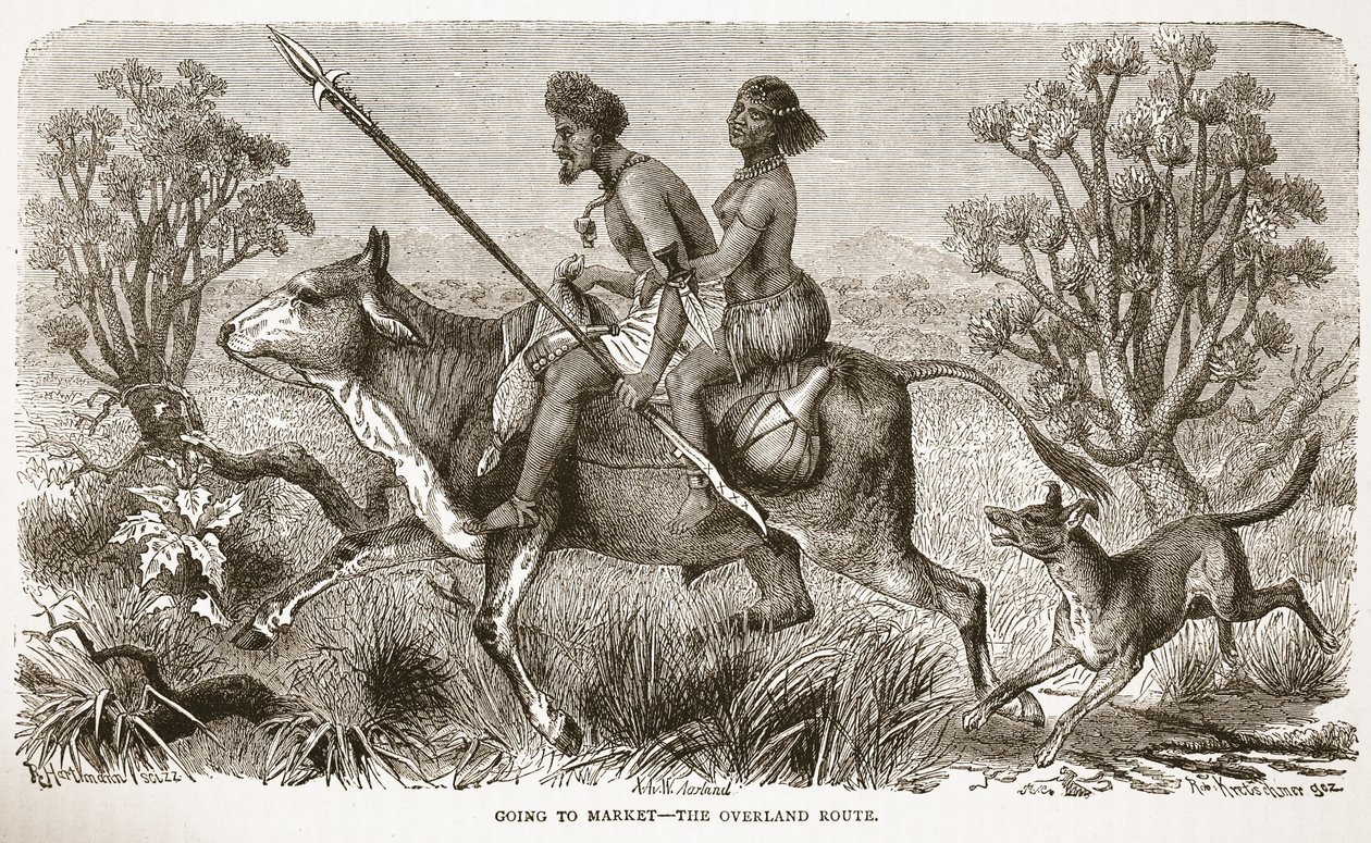 Aller au marché - la route terrestre, illustration de l