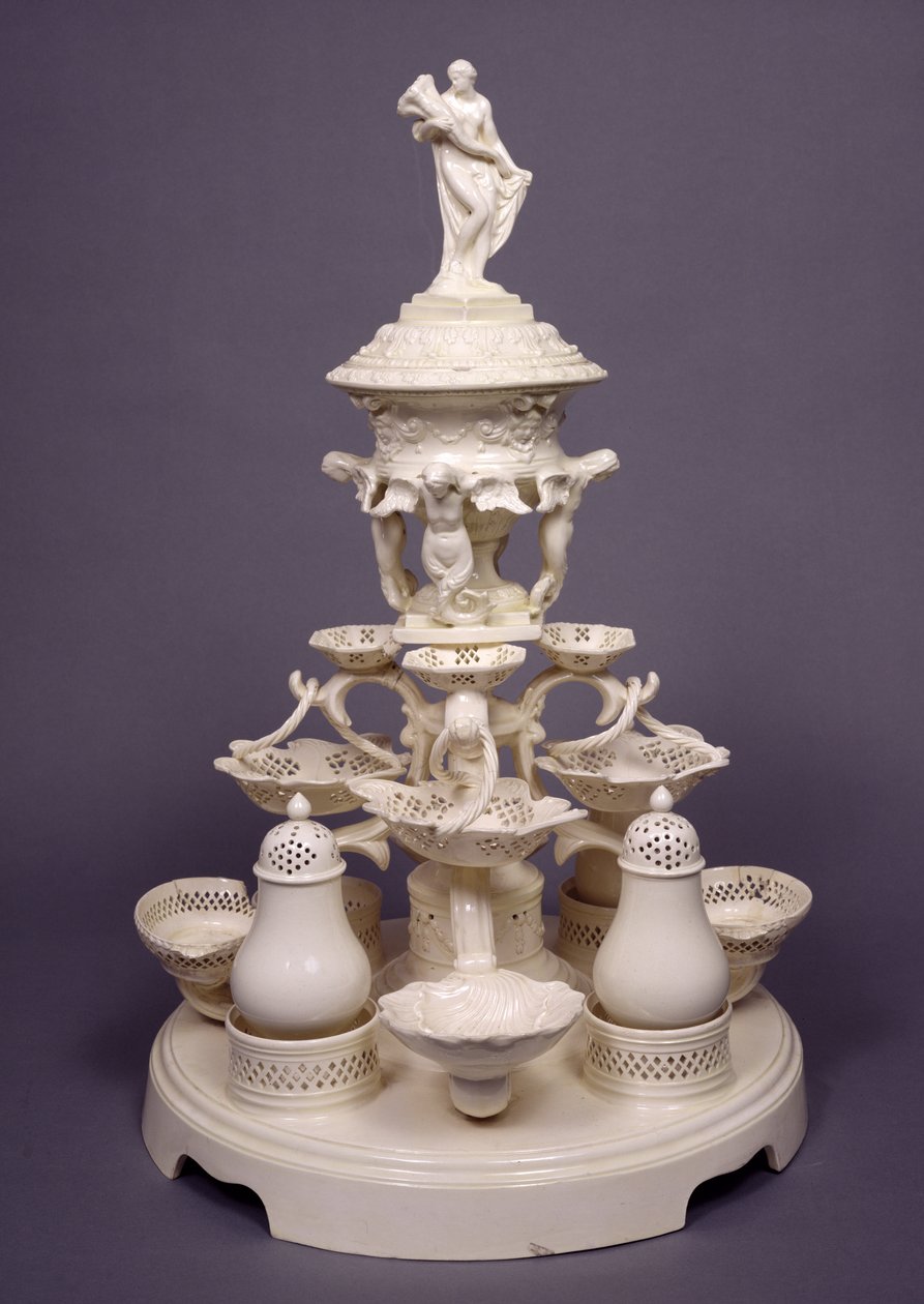 Grand plat de ménage ou centre de table, Leeds Pottery, vers 1780 (faïence) - English School