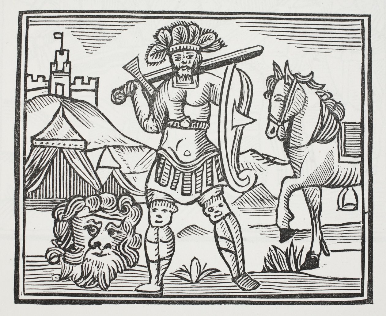 Guy ayant tué Armarant, illustration de Chap-books du XVIIIe siècle par John Ashton, pub. 1882 - English School