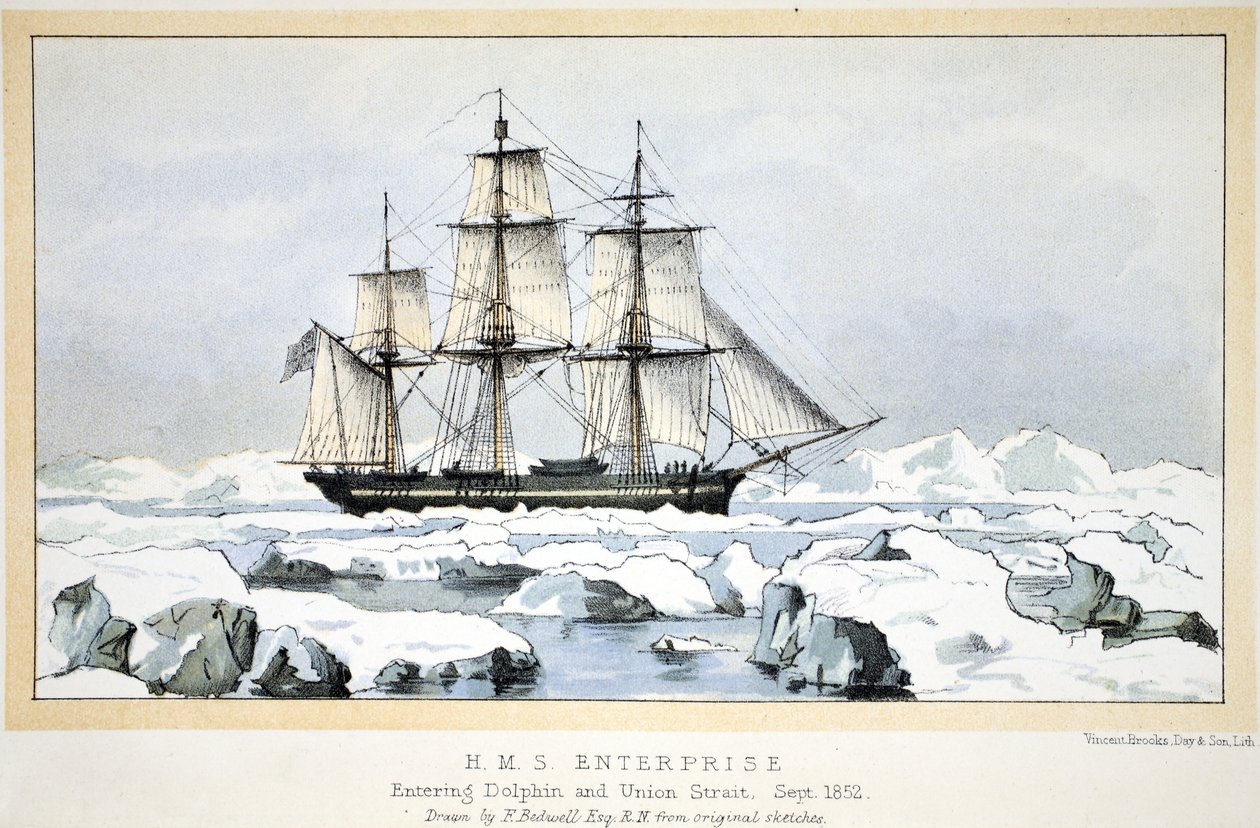 HMS Enterprise entrant dans le détroit de Dolphin et Union, septembre 1852 - English School
