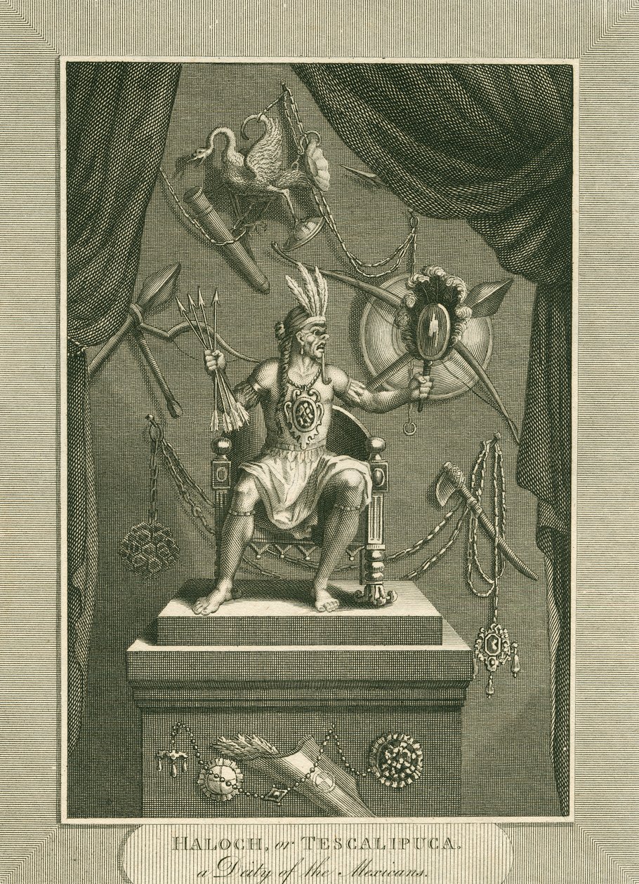 Haloch, ou Tescalipuca, une divinité des Mexicains, illustration de The World: or the present State of the Universe, par Cavendish Pelham - English School