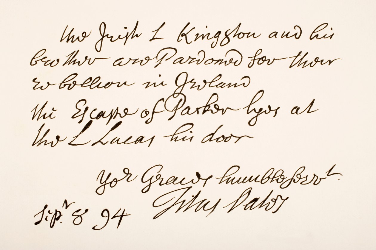 Écriture et signature de Titus Oates, 1694 - English School