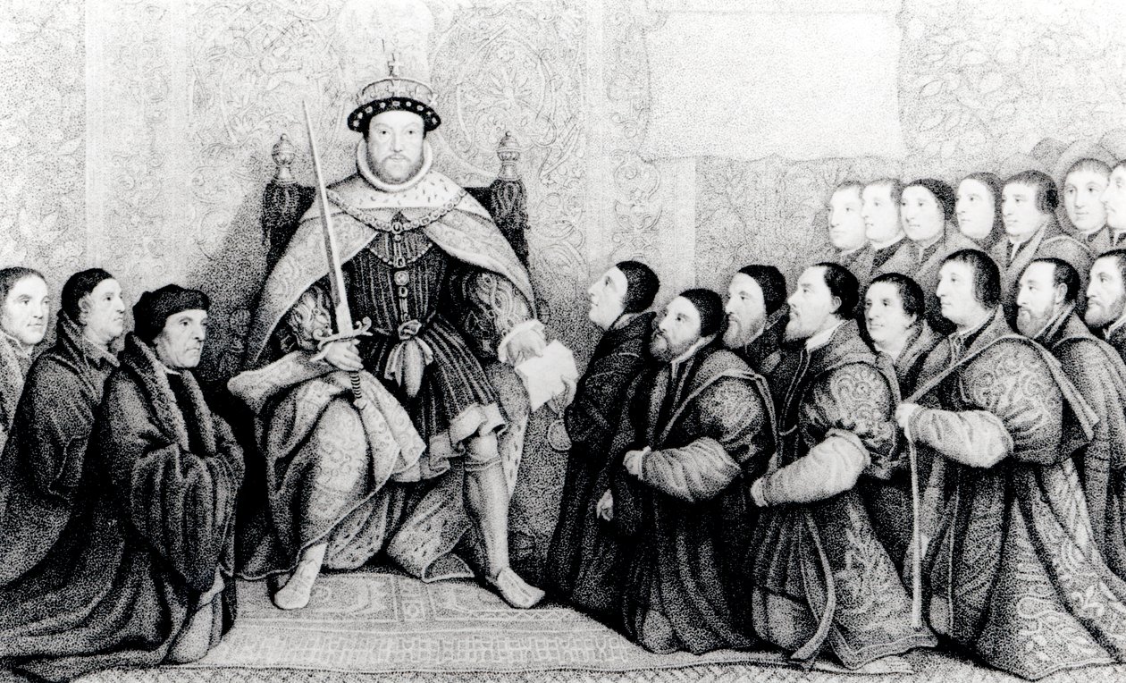 Henri VIII accordant la charte aux Barbiers-Chirurgiens - English School