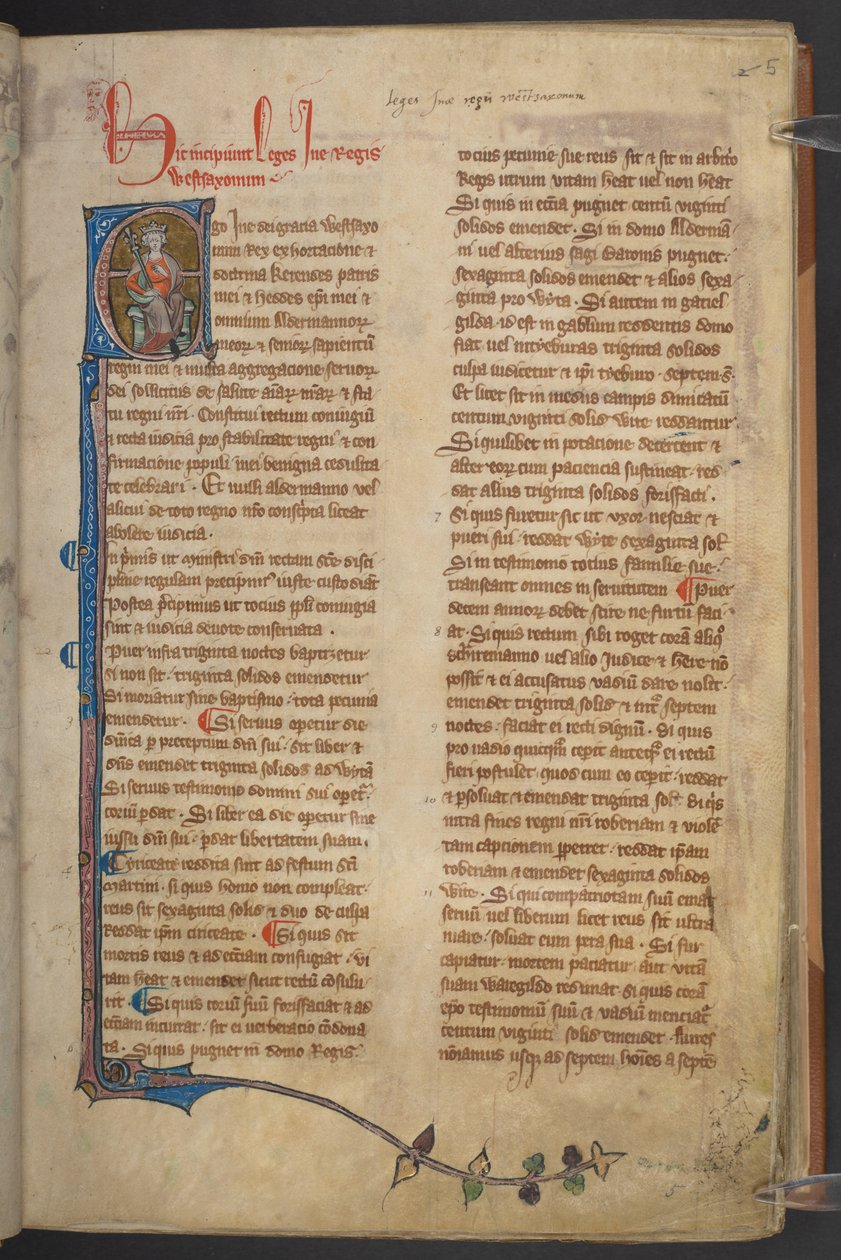 Image du roi Ine des Statuts d