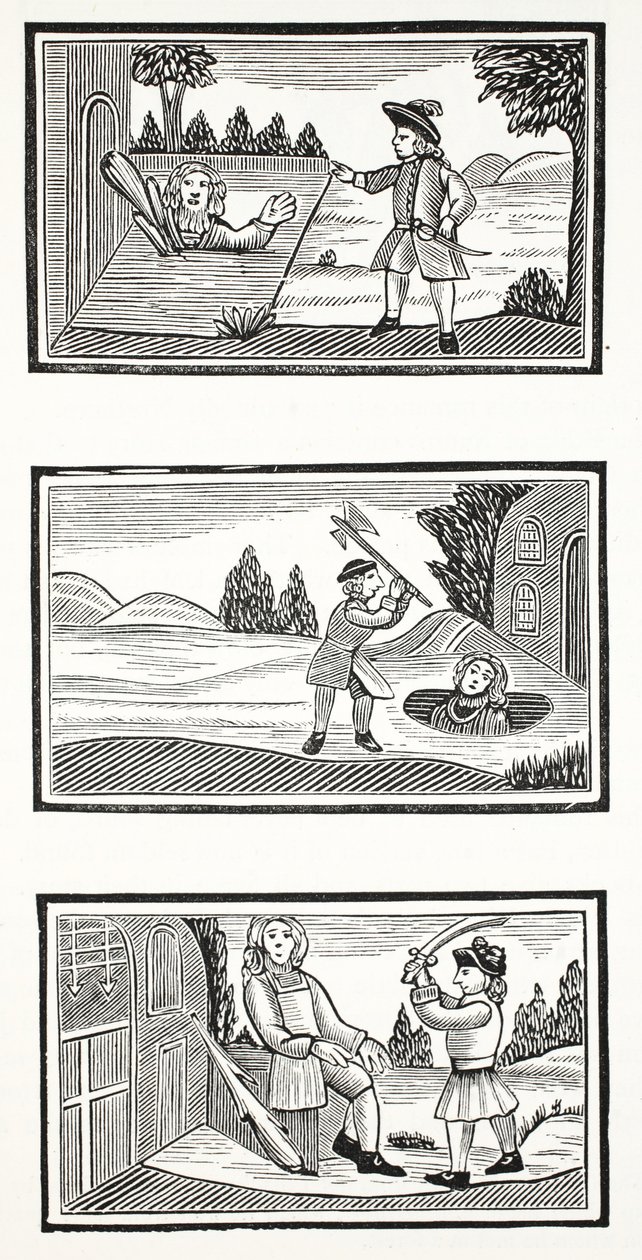 Jack et les Géants, illustration de Chap-books du XVIIIe siècle par John Ashton, pub. 1882 - English School