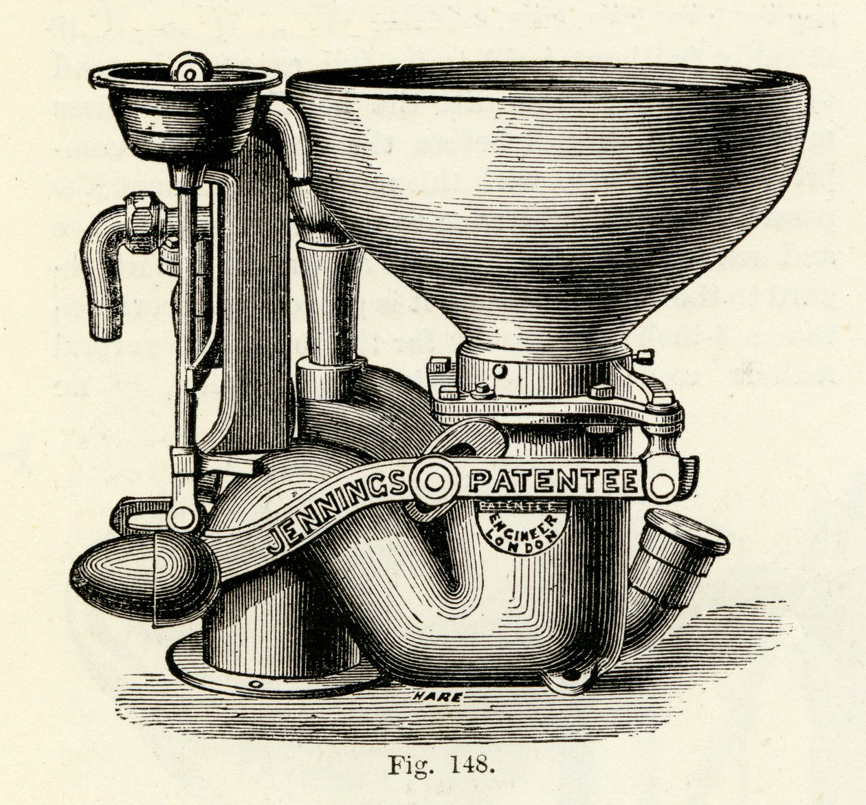 Closet à valve améliorée de Jennings, 1870 - English School